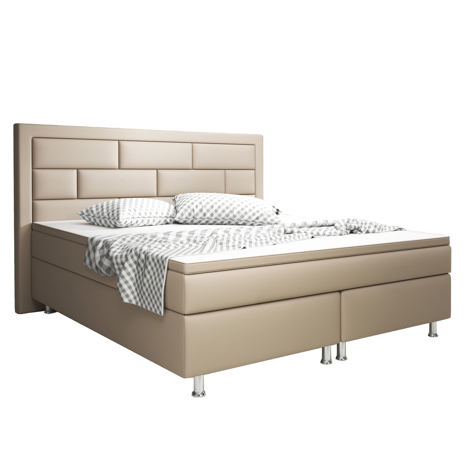 Boxspringbett Nizza 180x200 Muddy – Kunstleder, 7‑Zonen TFK & PU-Topper - Interbed