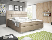 Boxspringbett Nizza 180x200 Muddy – Kunstleder, 7‑Zonen TFK & PU-Topper - Interbed