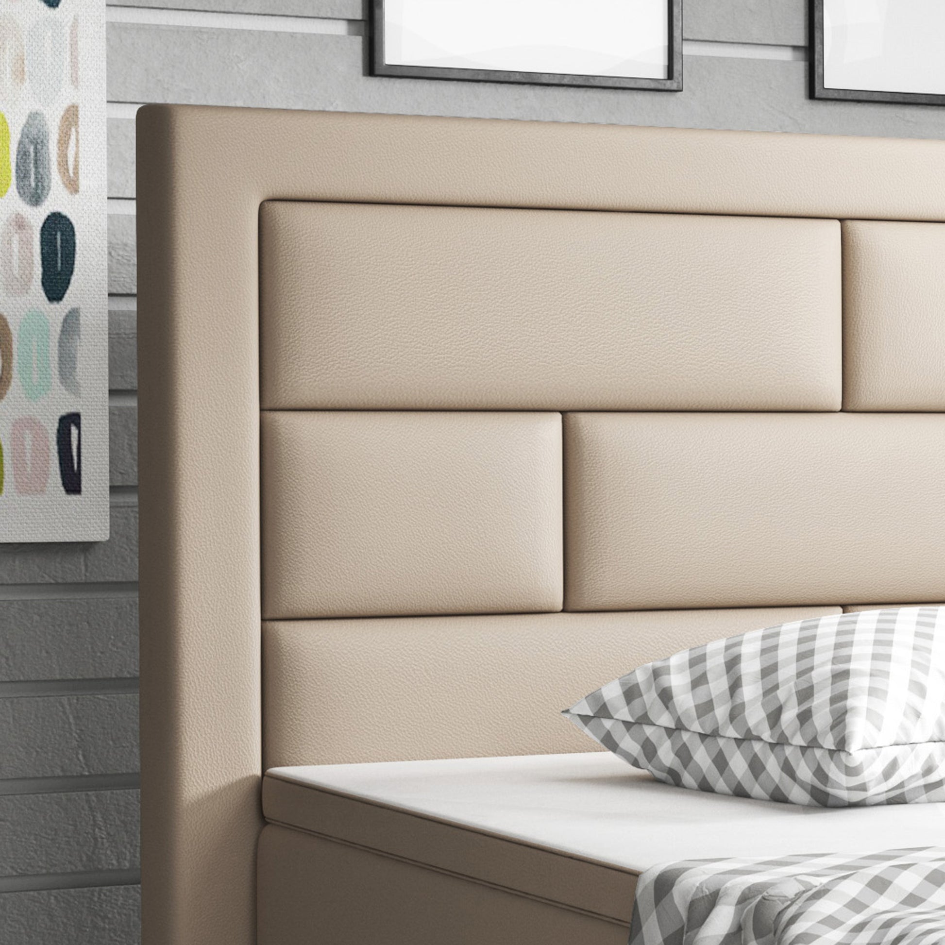 Boxspringbett Nizza 180x200 Muddy – Kunstleder, 7‑Zonen TFK & PU-Topper - Interbed