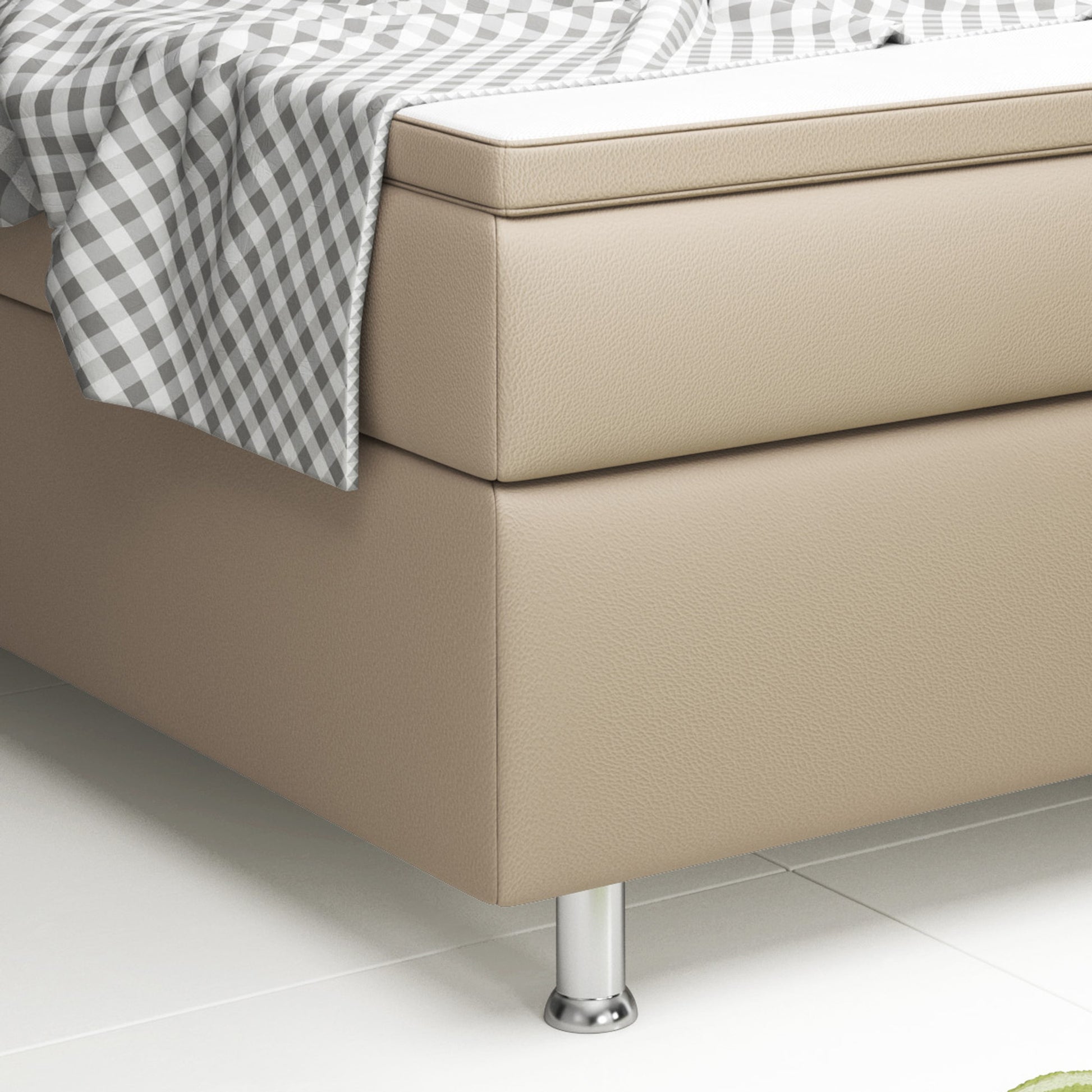 Boxspringbett Nizza 180x200 Muddy – Kunstleder, 7‑Zonen TFK & PU-Topper - Interbed