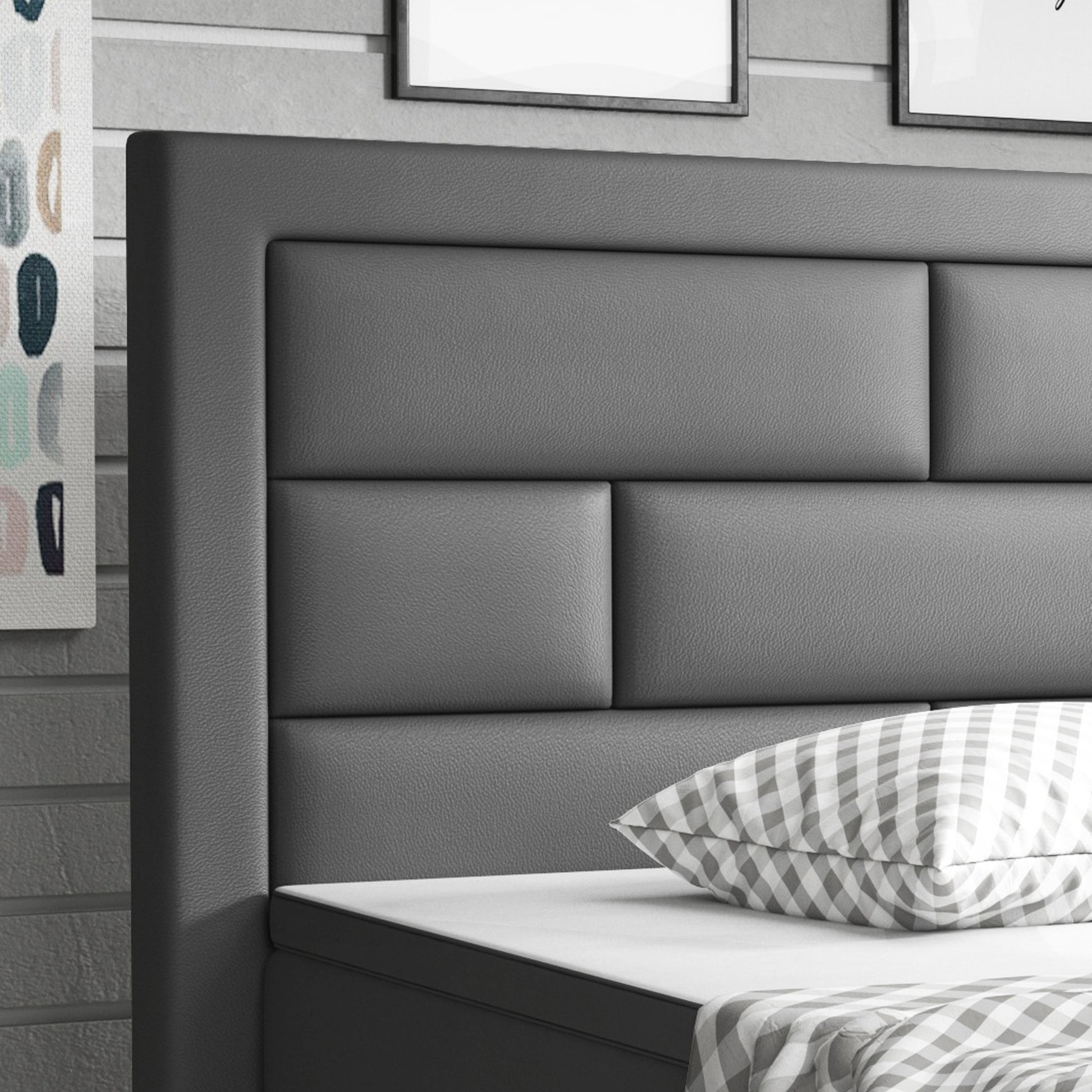 Boxspringbett Nizza 180x200 Anthrazit – Kunstleder & PU-Topper - Interbed