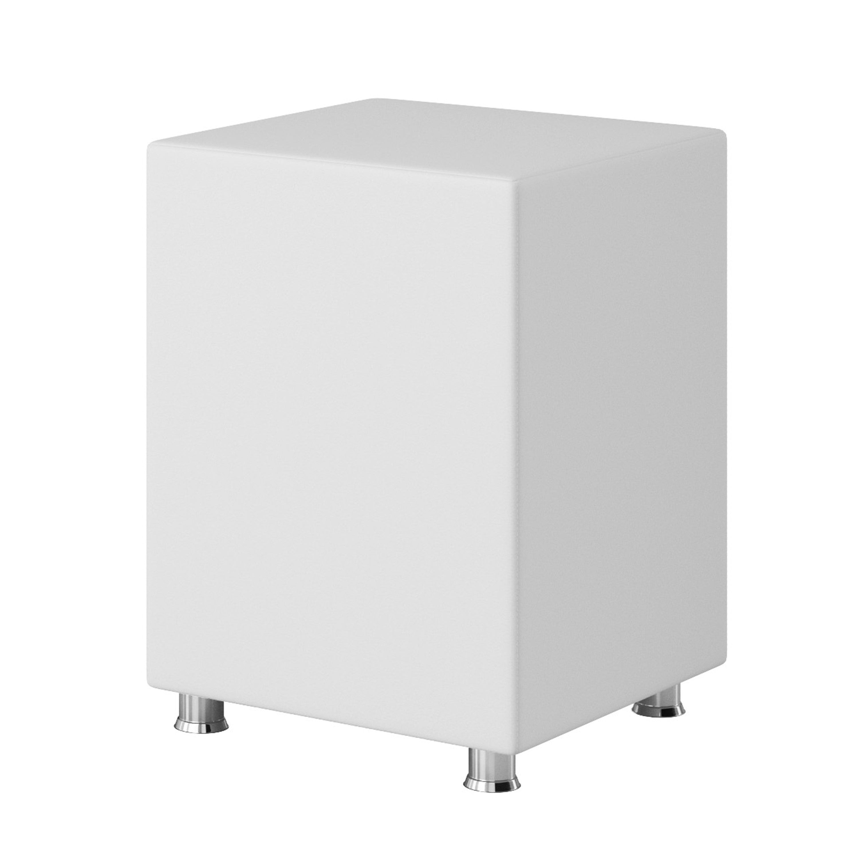 Nachttisch Hocker Kara Würfel Cube weiß 40x40x60 Kunstleder - Interbed