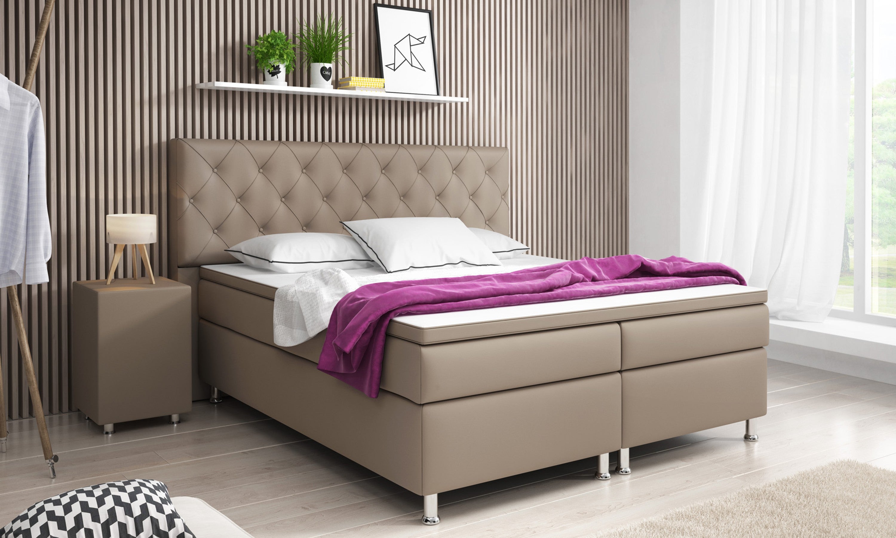 Nachttisch Hocker Kara Würfel Cube muddy 40x40x60 Kunstleder - Interbed