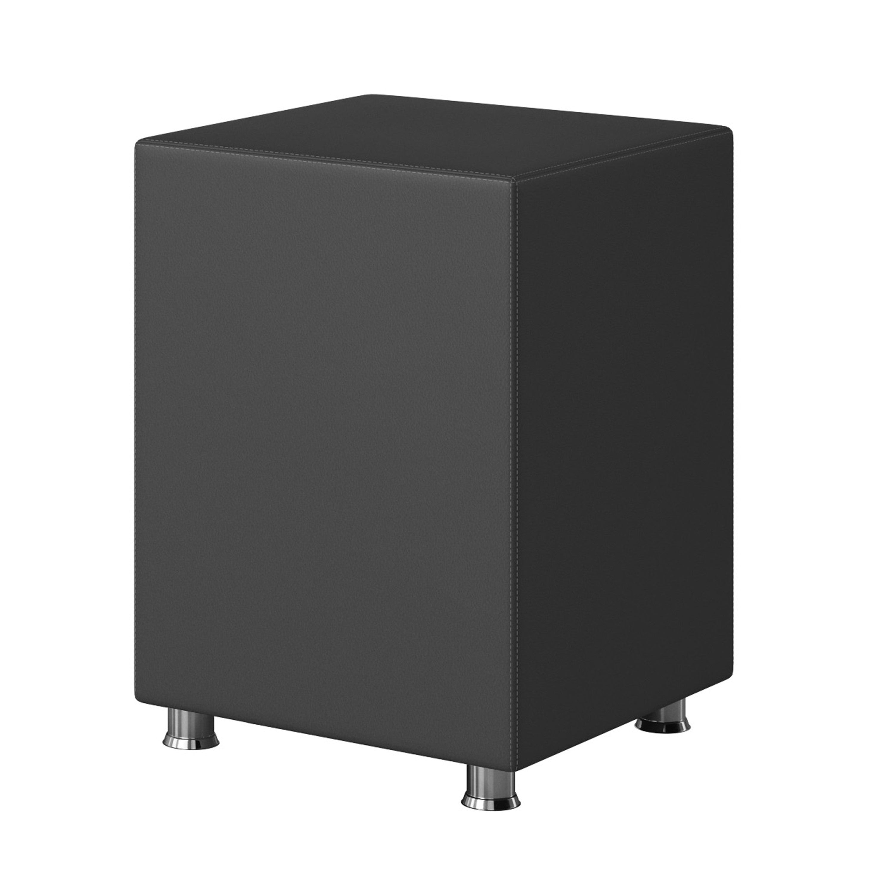 Nachttisch Hocker Kara Würfel Cube anthrazit 40x40x60 Kunstleder - Interbed