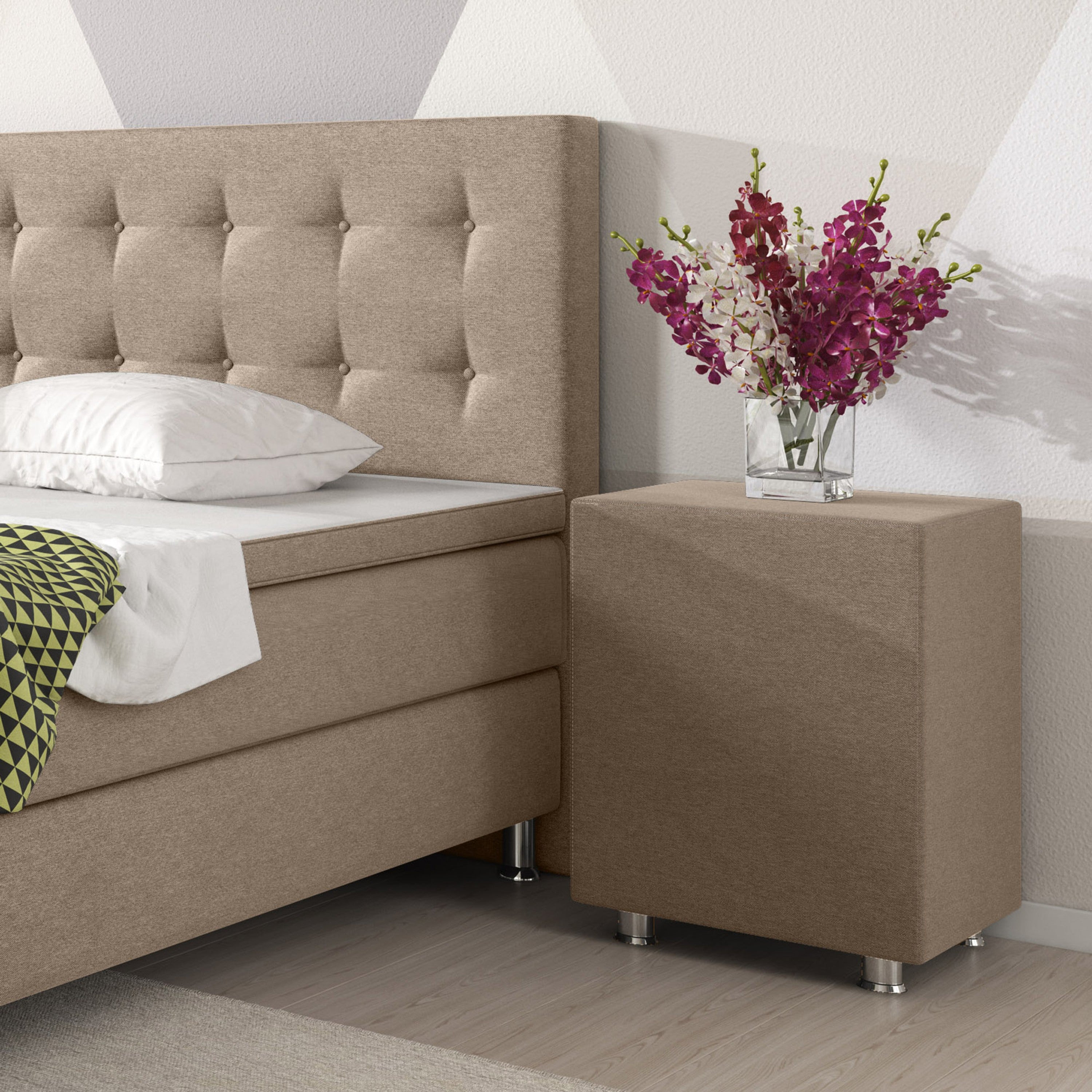 Nachttisch Hocker Kara Würfel Cube muddy 40x40x60 Webstoff - Interbed