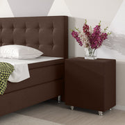 Nachttisch Hocker Kara Würfel 40×40×60 – Braun Webstoff - Interbed
