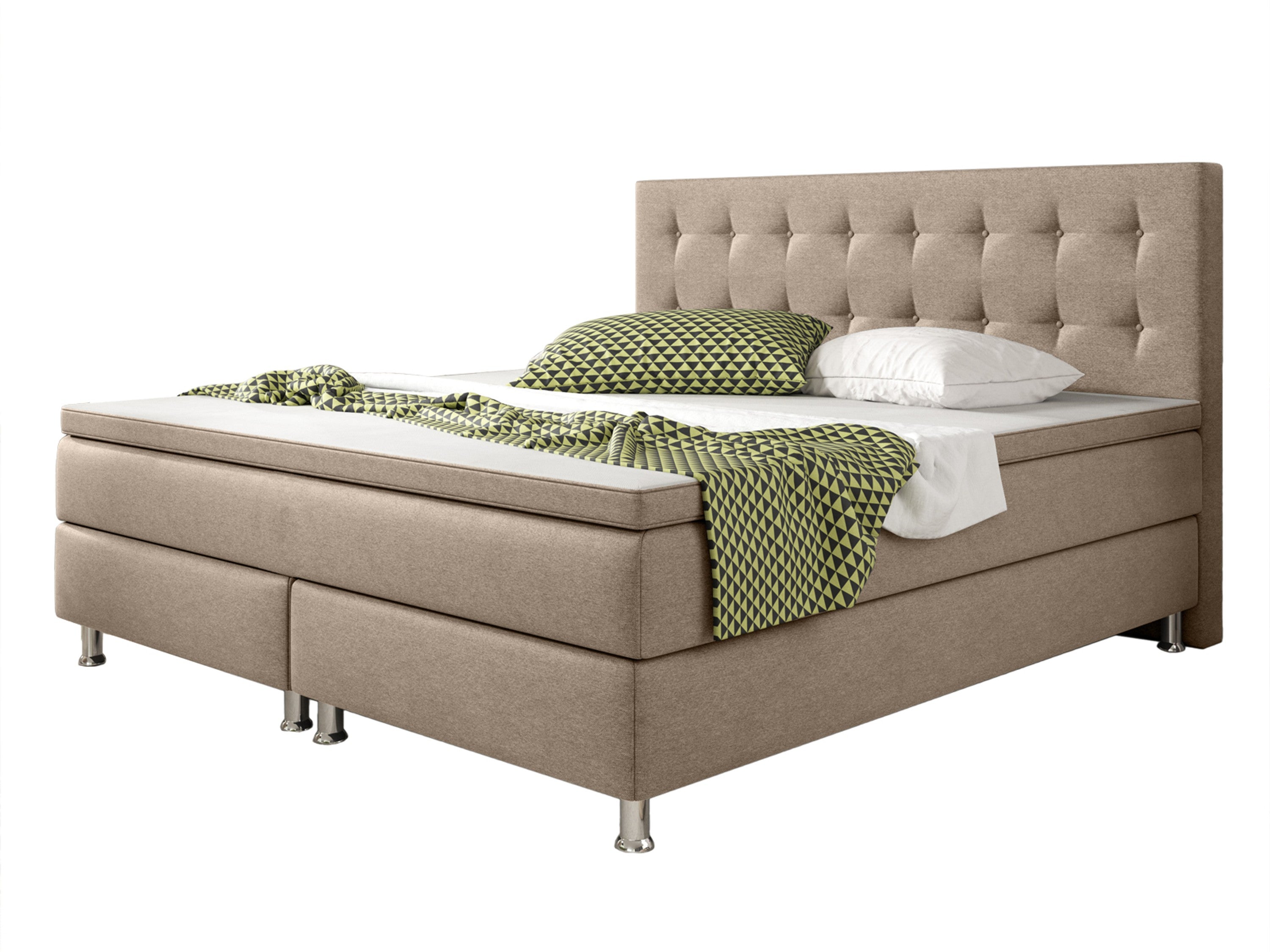 Boxspringbett KN0012 180x200 cm Muddy – Webstoff & PU-Topper - Interbed