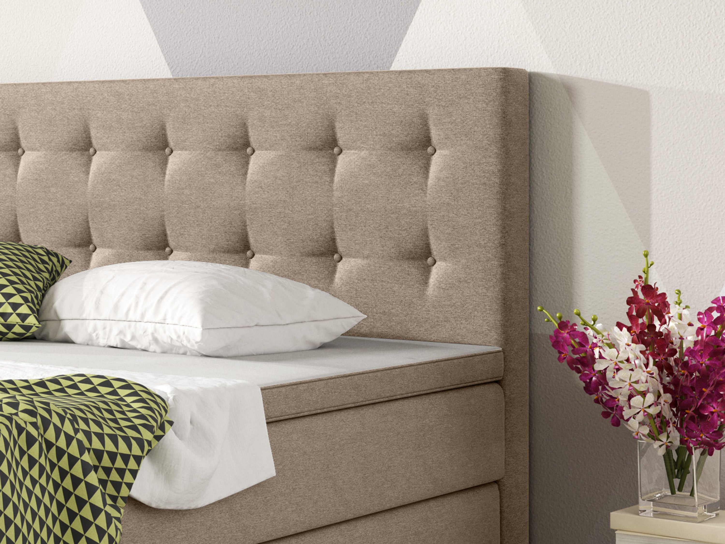 Boxspringbett KN0012 180x200 cm Muddy – Webstoff & PU-Topper - Interbed