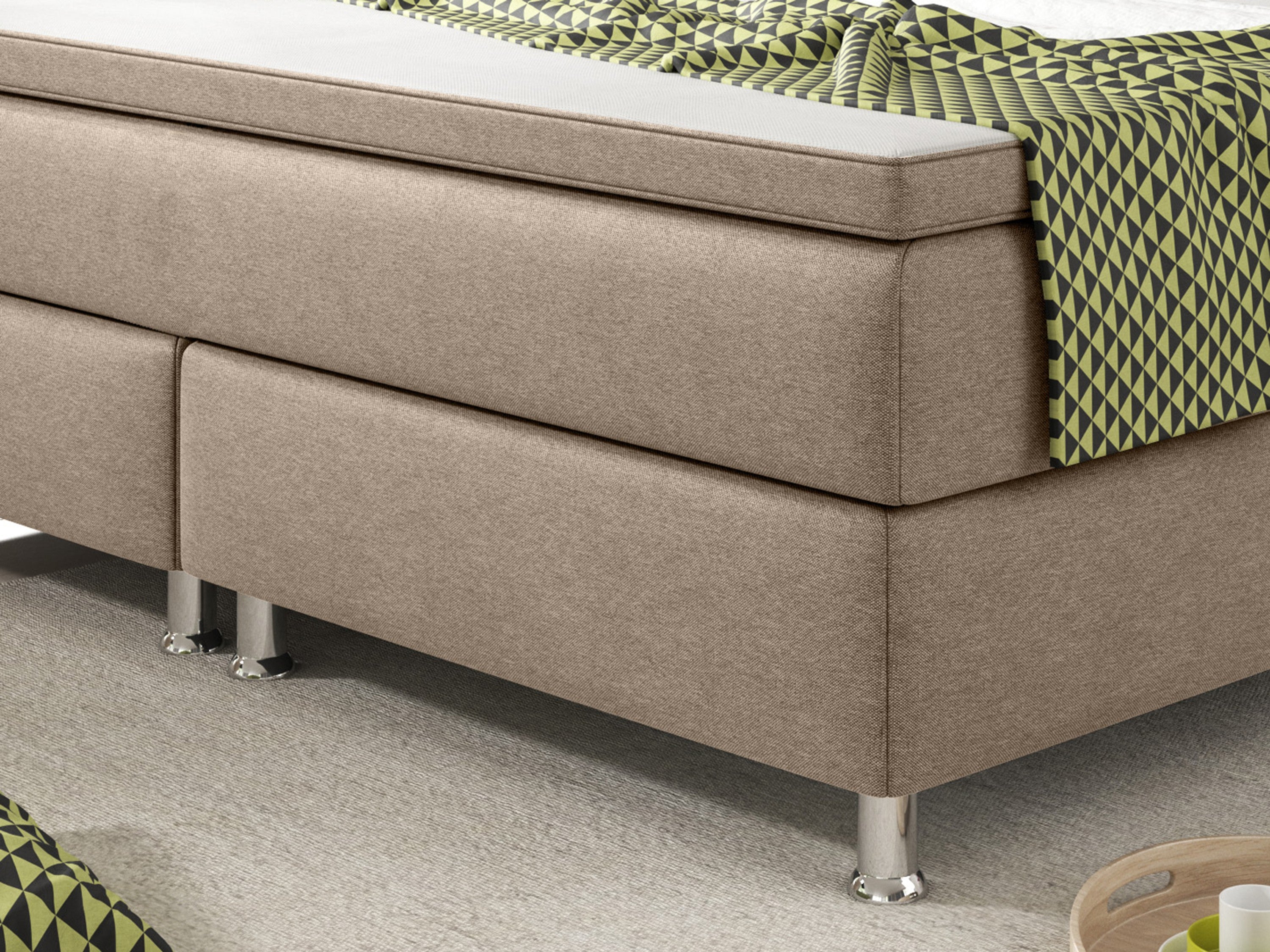 Boxspringbett KN0013 140x200 cm Muddy – Webstoff, Federkern & PU-Topper - Interbed