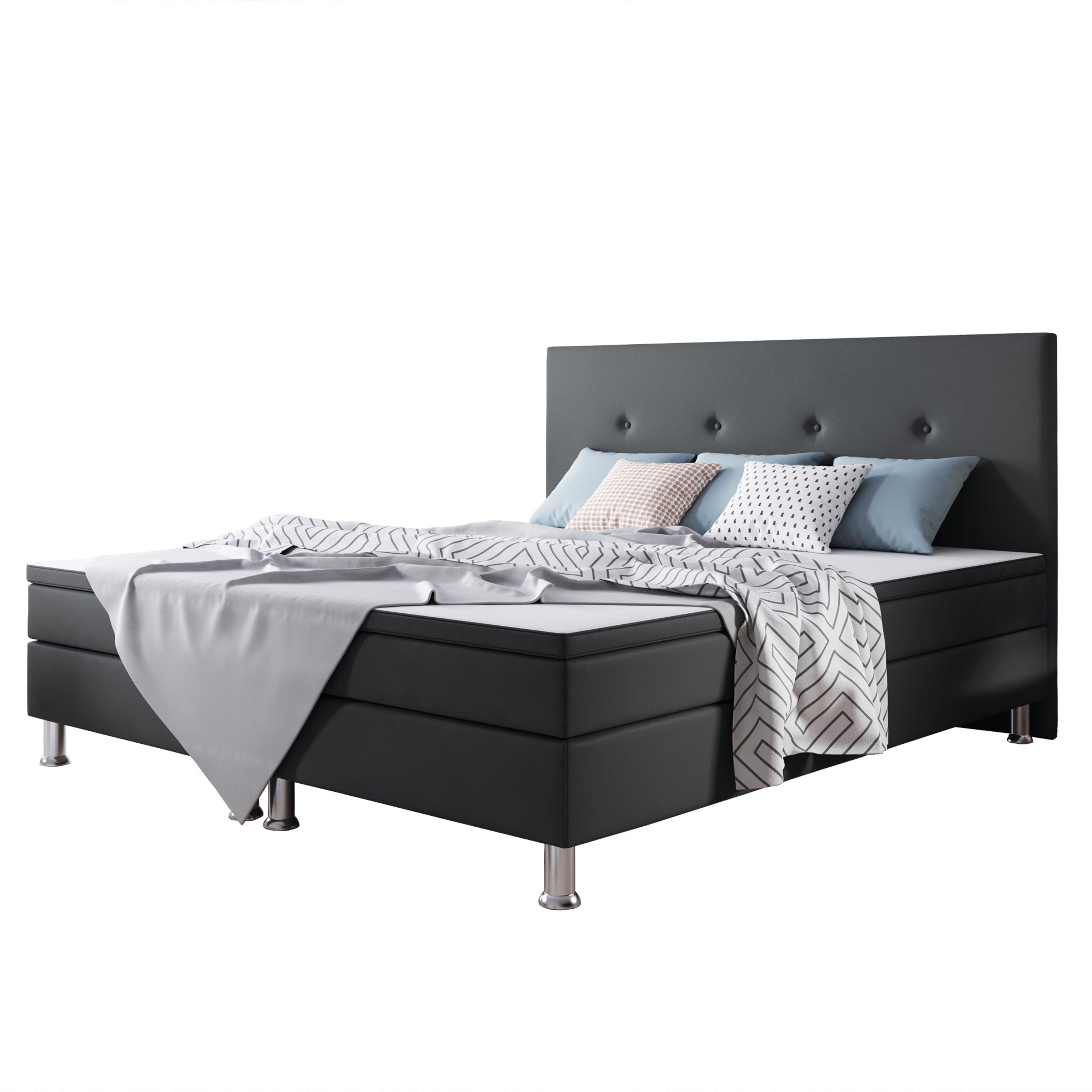 Boxspringbett Jump 180x200 Webstoff Anthrazit Typ 2 - Interbed