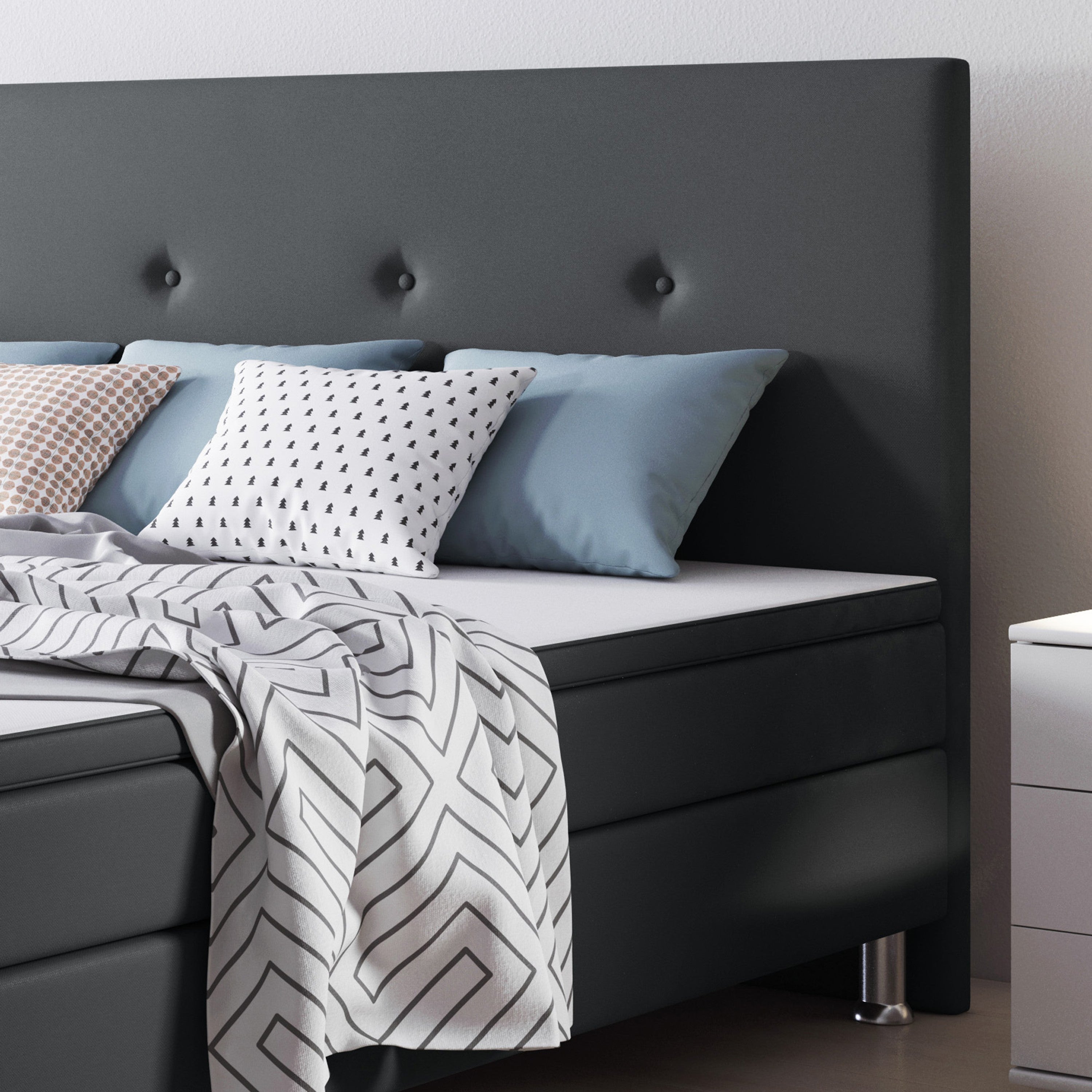 Boxspringbett Jump 180x200 Webstoff Anthrazit Typ 2 - Interbed