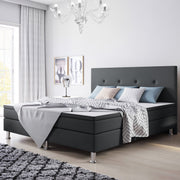 Boxspringbett Jump 180x200 Anthrazit – Webstoff & angenähter Topper - Interbed