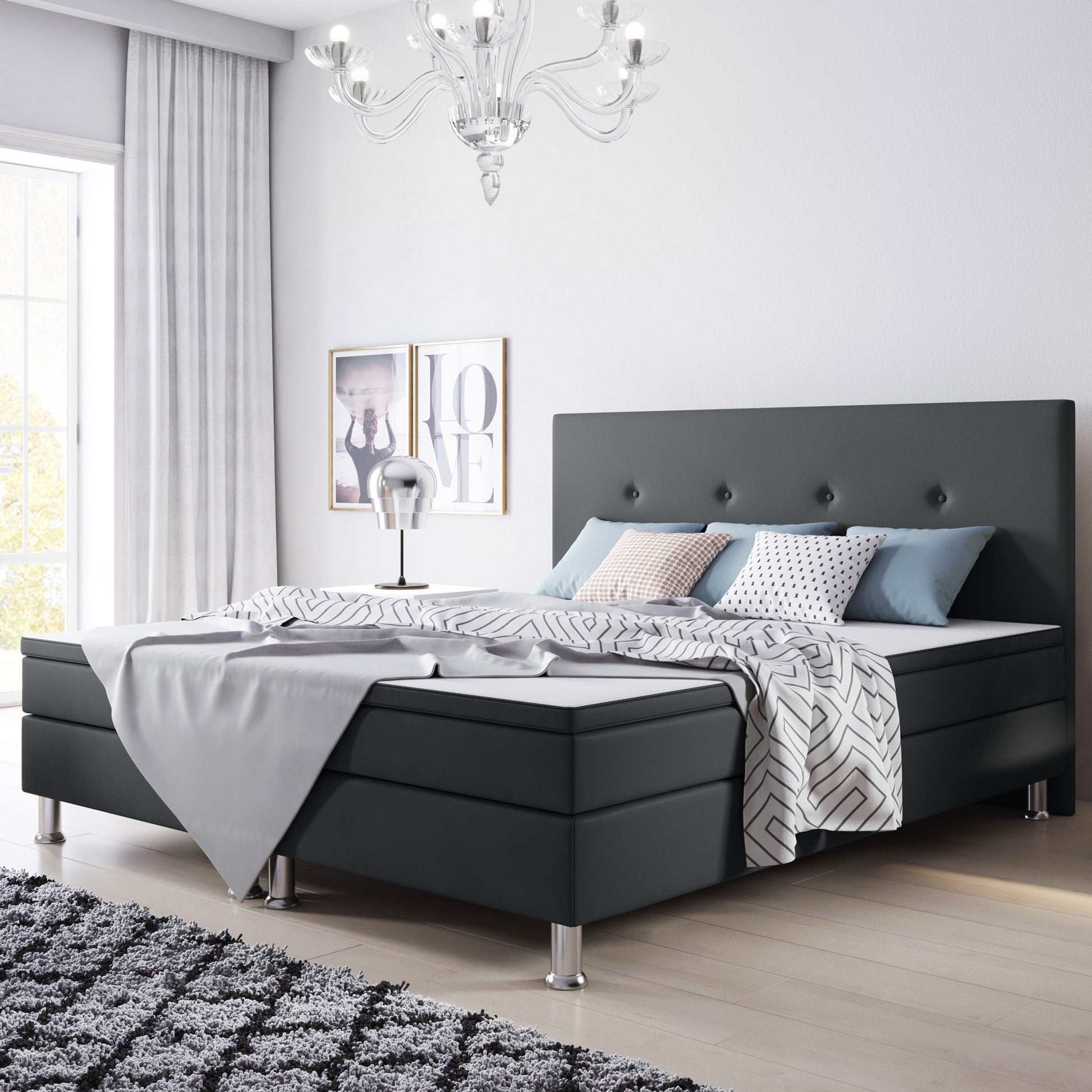 Boxspringbett Jump 180x200 Webstoff Anthrazit Typ 2 - Interbed
