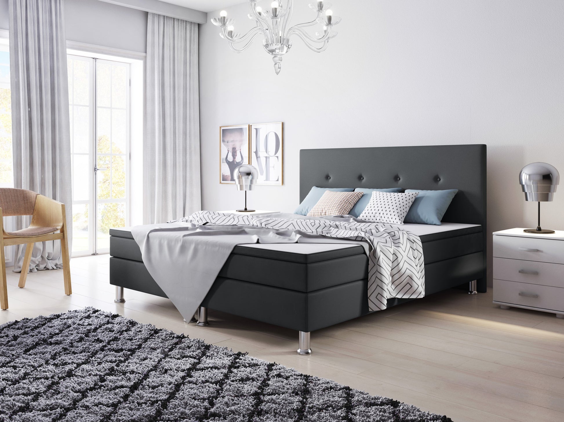 Boxspringbett Jump 180x200 Webstoff Anthrazit Typ 2 - Interbed