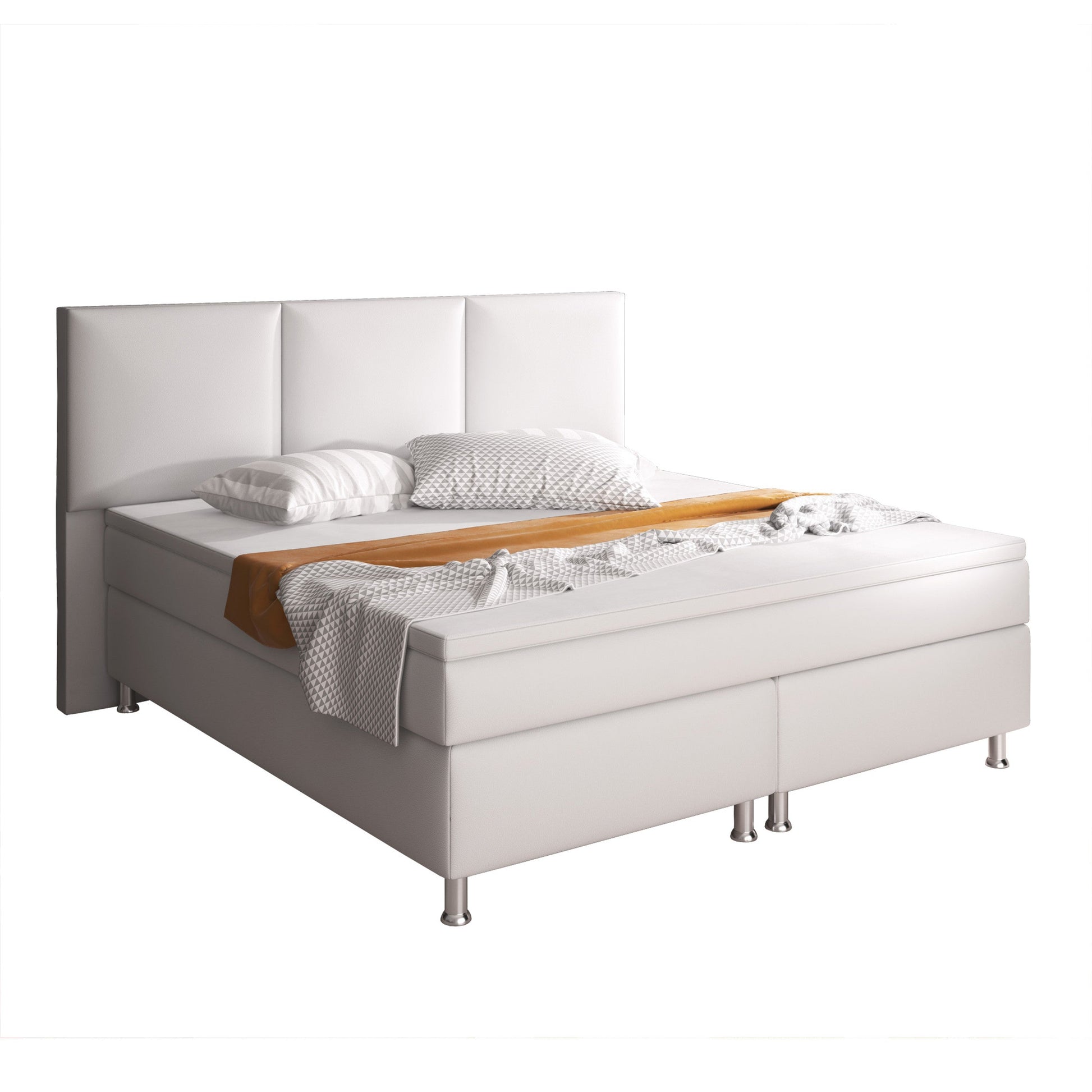 Boxspringbett Oslo 180x200 cm Kunstleder weiß Inter