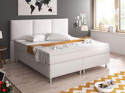 Boxspringbett Oslo 180x200 cm Kunstleder Weiß – 7‑Zonen Matratze & 6 cm Topper - Interbed