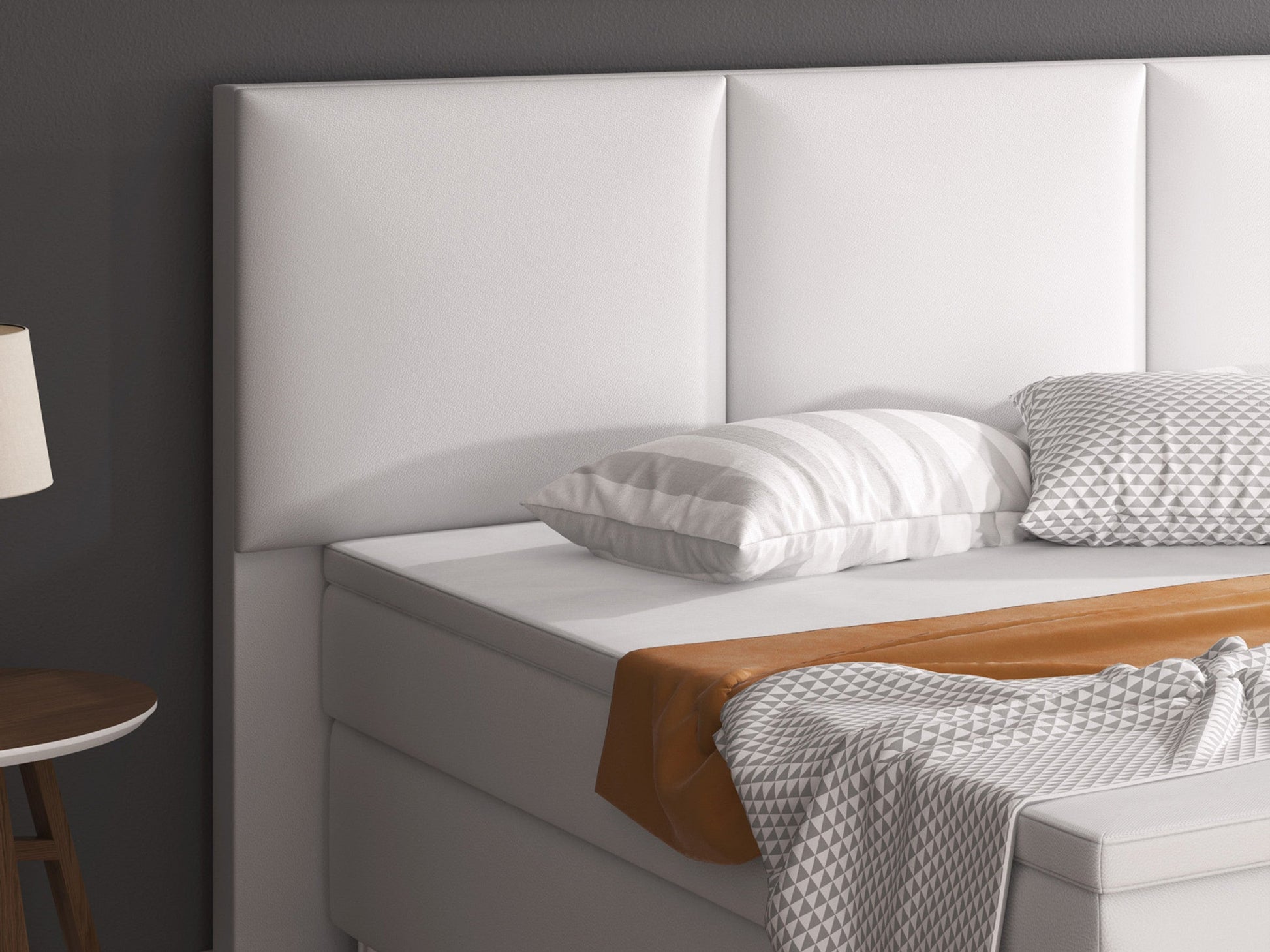 Boxspringbett Oslo 180x200 cm Kunstleder weiß Inter