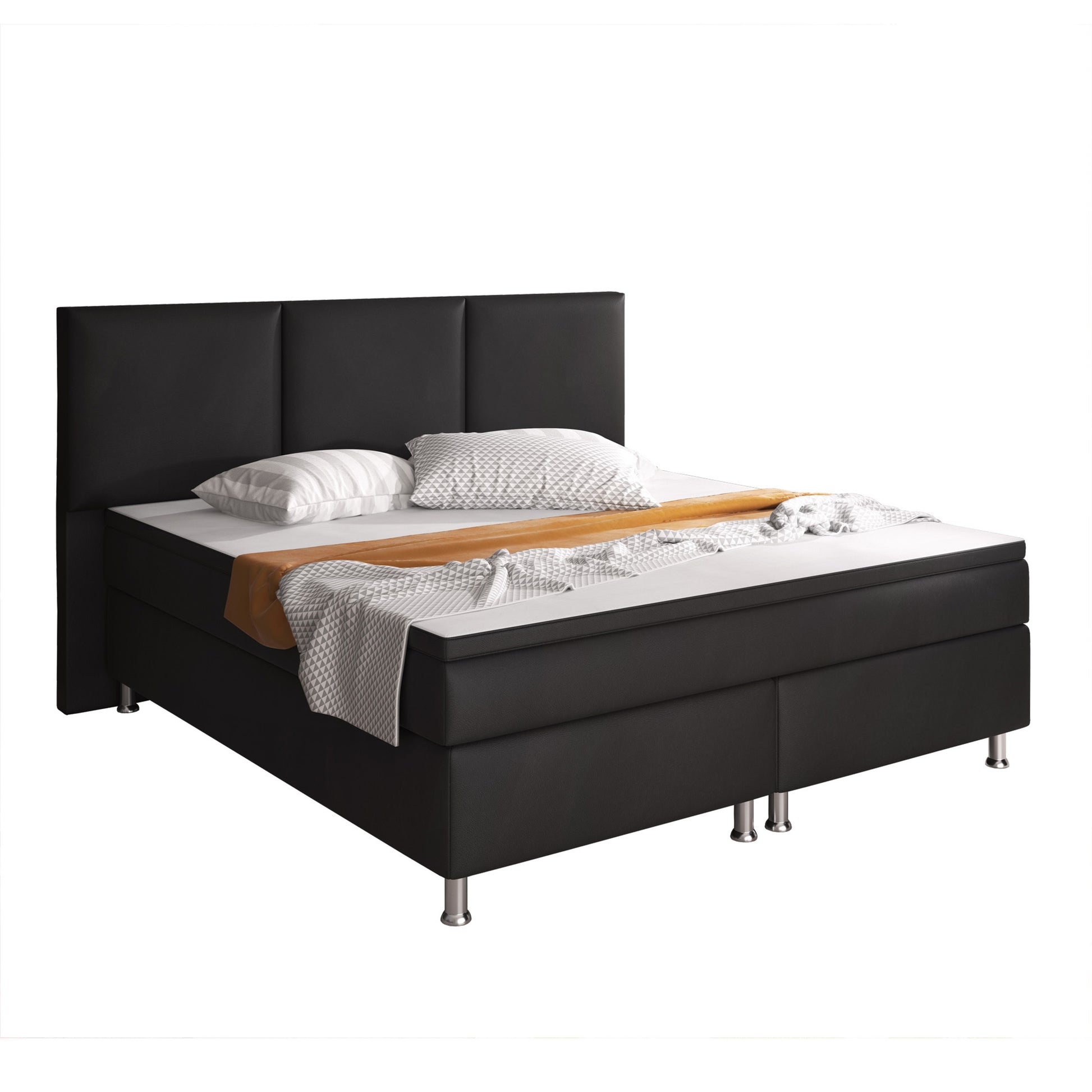 Boxspringbett Oslo 180x200 cm Kunstleder schwarz - Interbed