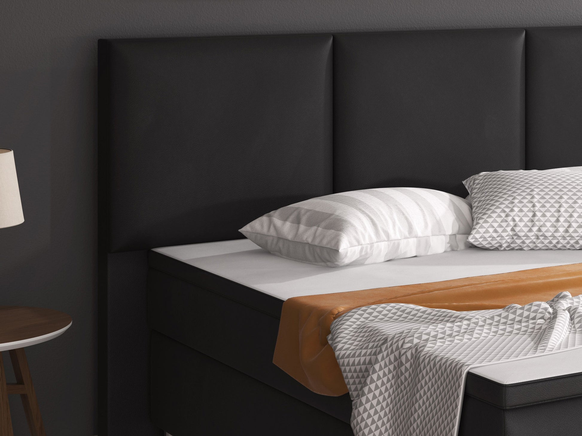 Boxspringbett Oslo 180x200 cm Kunstleder schwarz - Interbed