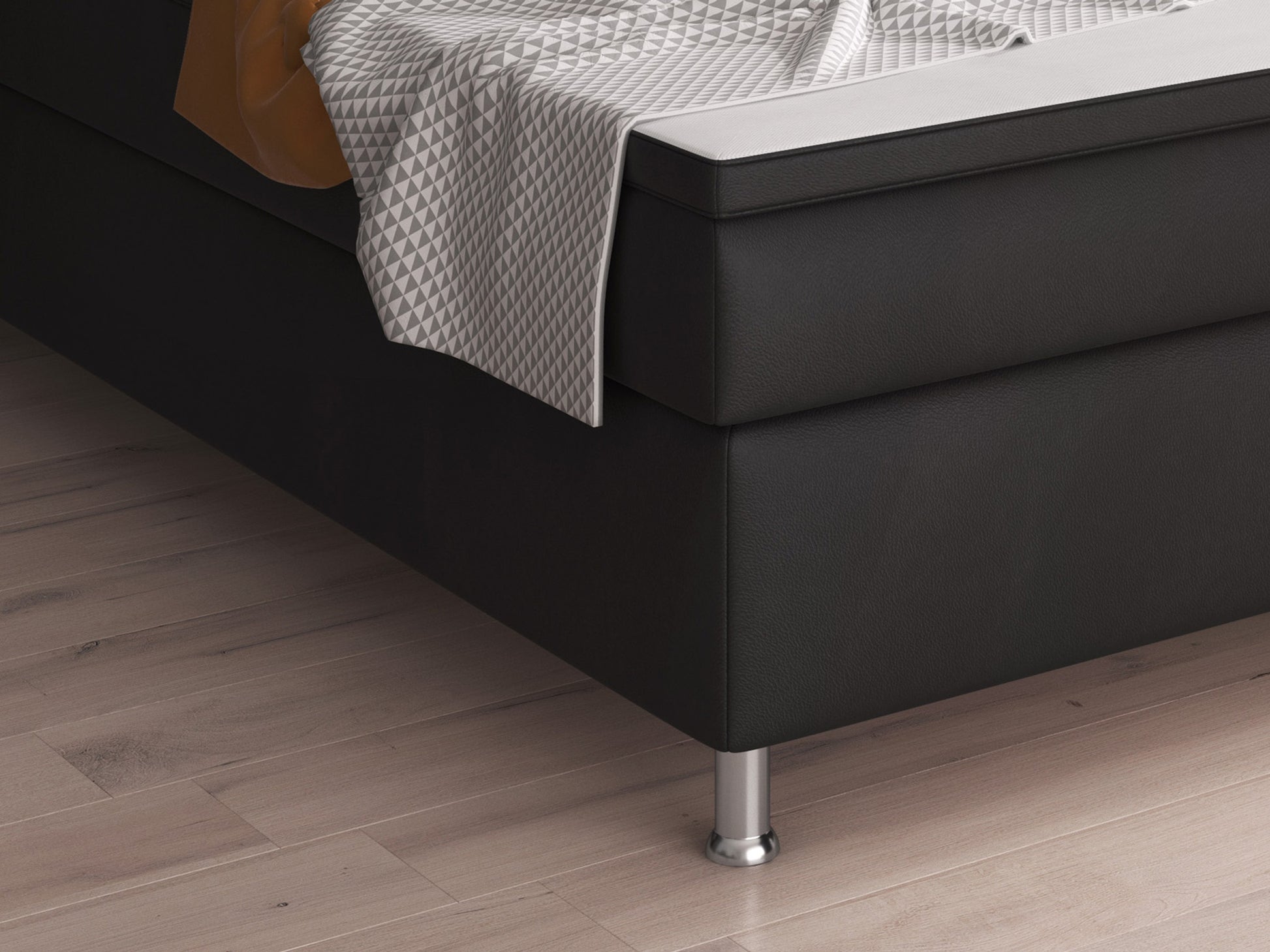 Boxspringbett Oslo 180x200 cm Kunstleder schwarz - Interbed