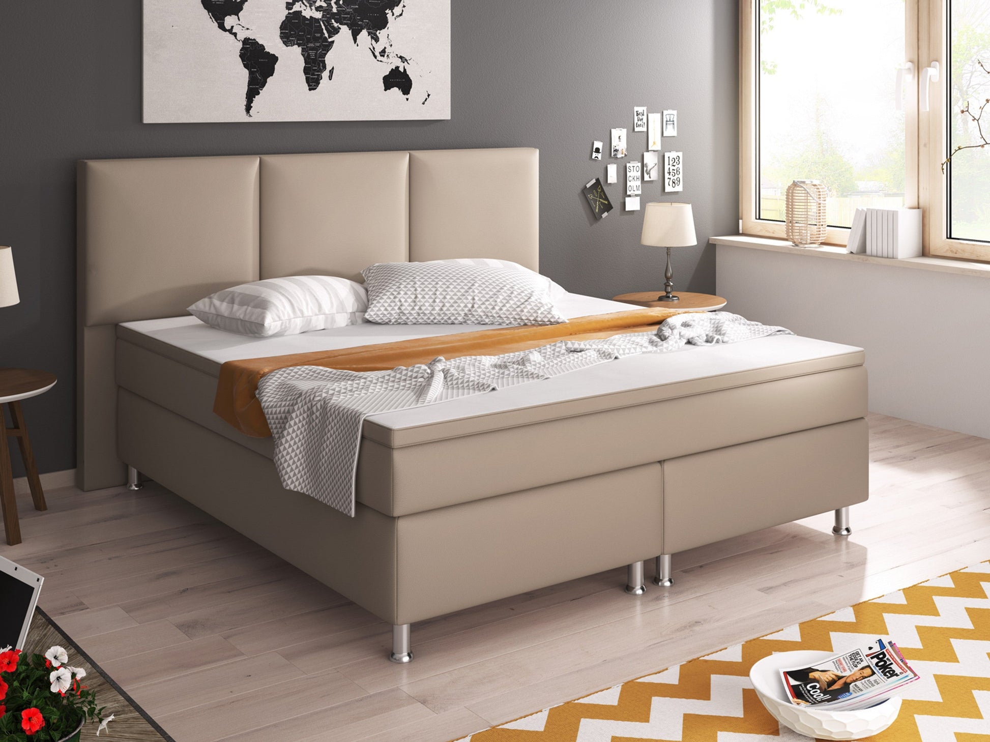 Boxspringbett Oslo 180x200 cm Kunstleder muddy Inter