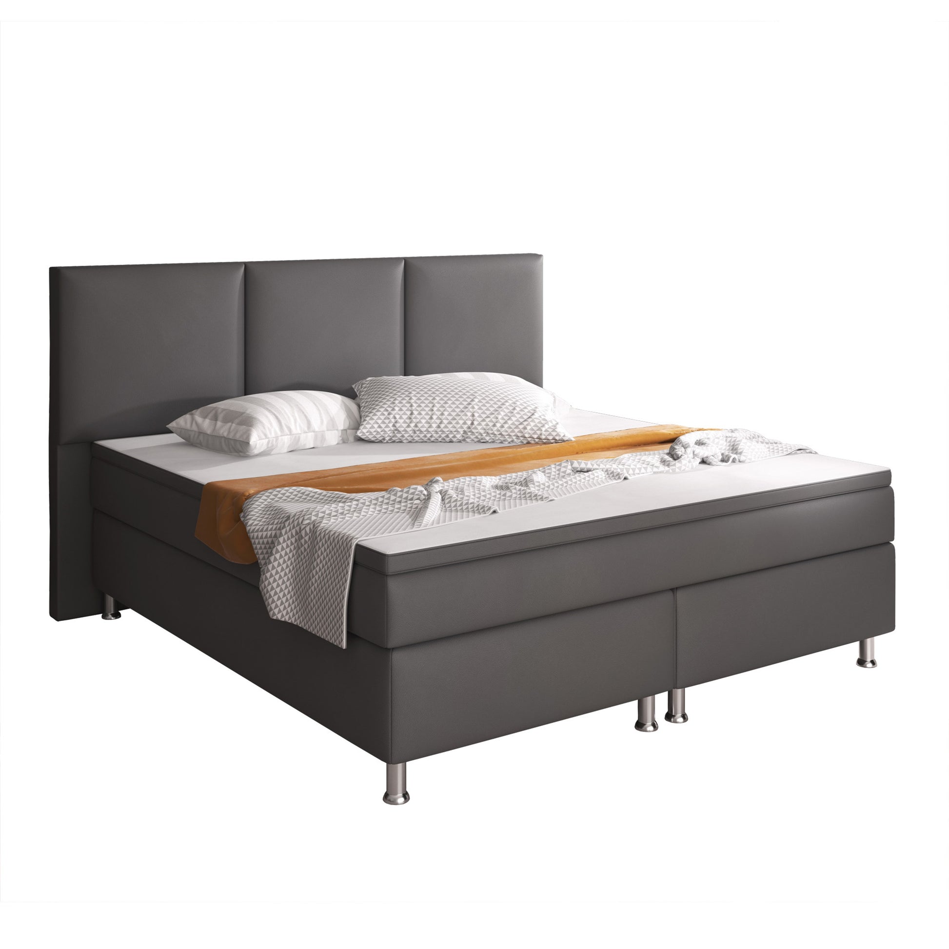 Boxspringbett Oslo 180x200 cm Kunstleder anthrazit - Interbed