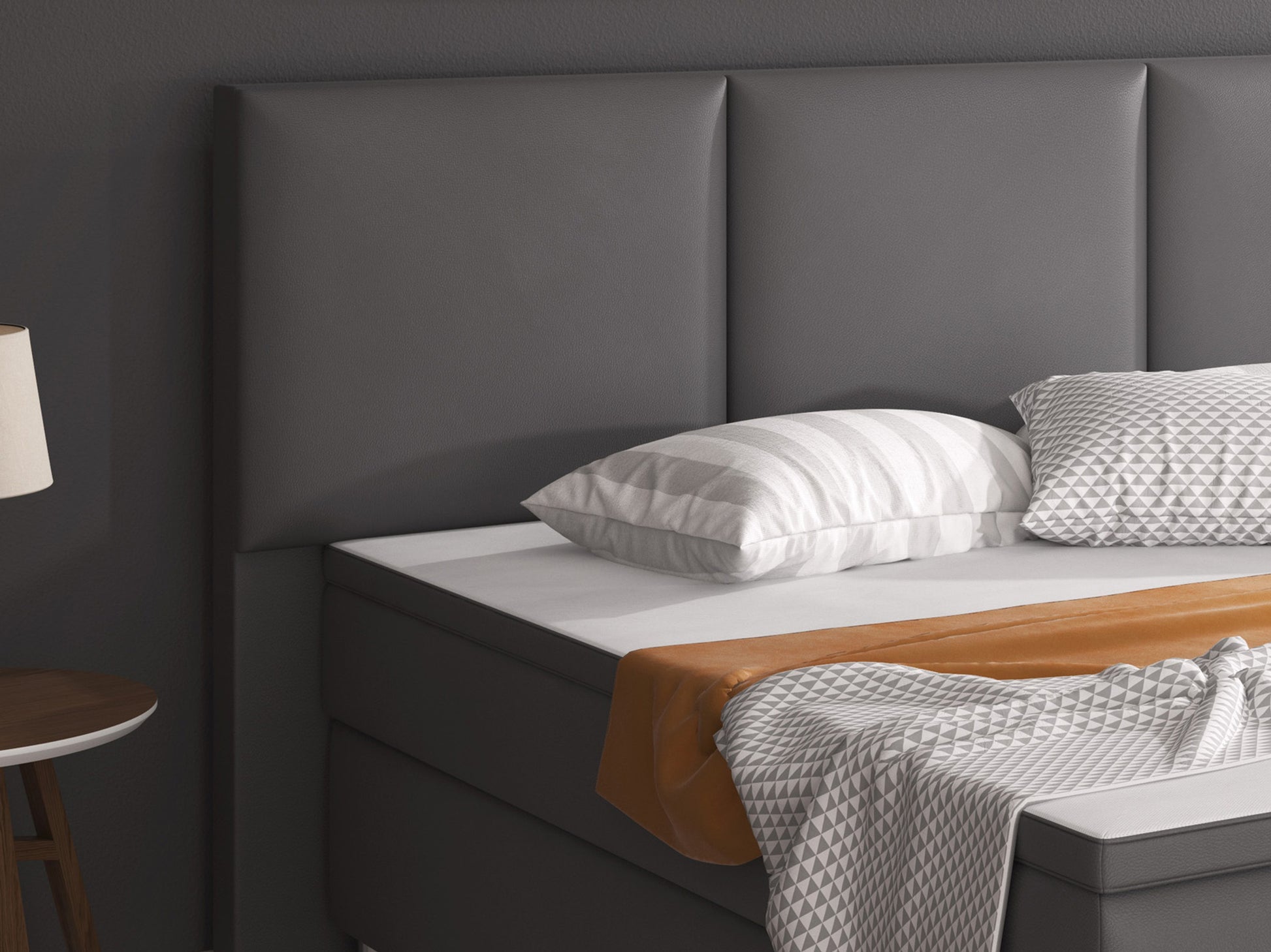 Boxspringbett Oslo 180x200 cm Kunstleder anthrazit - Interbed