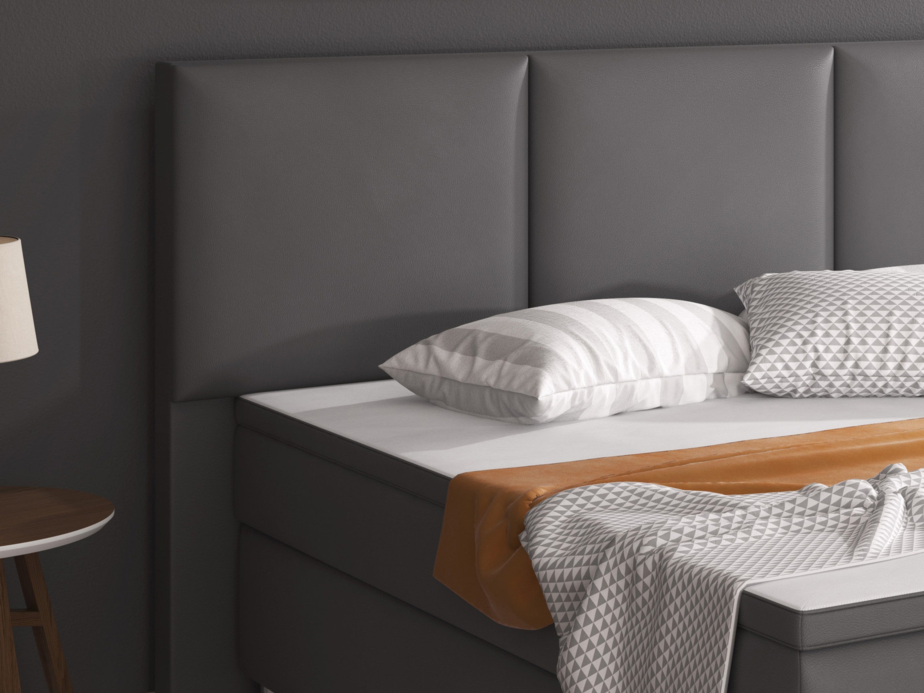 Boxspringbett Oslo 180x200 cm Kunstleder anthrazit - Interbed