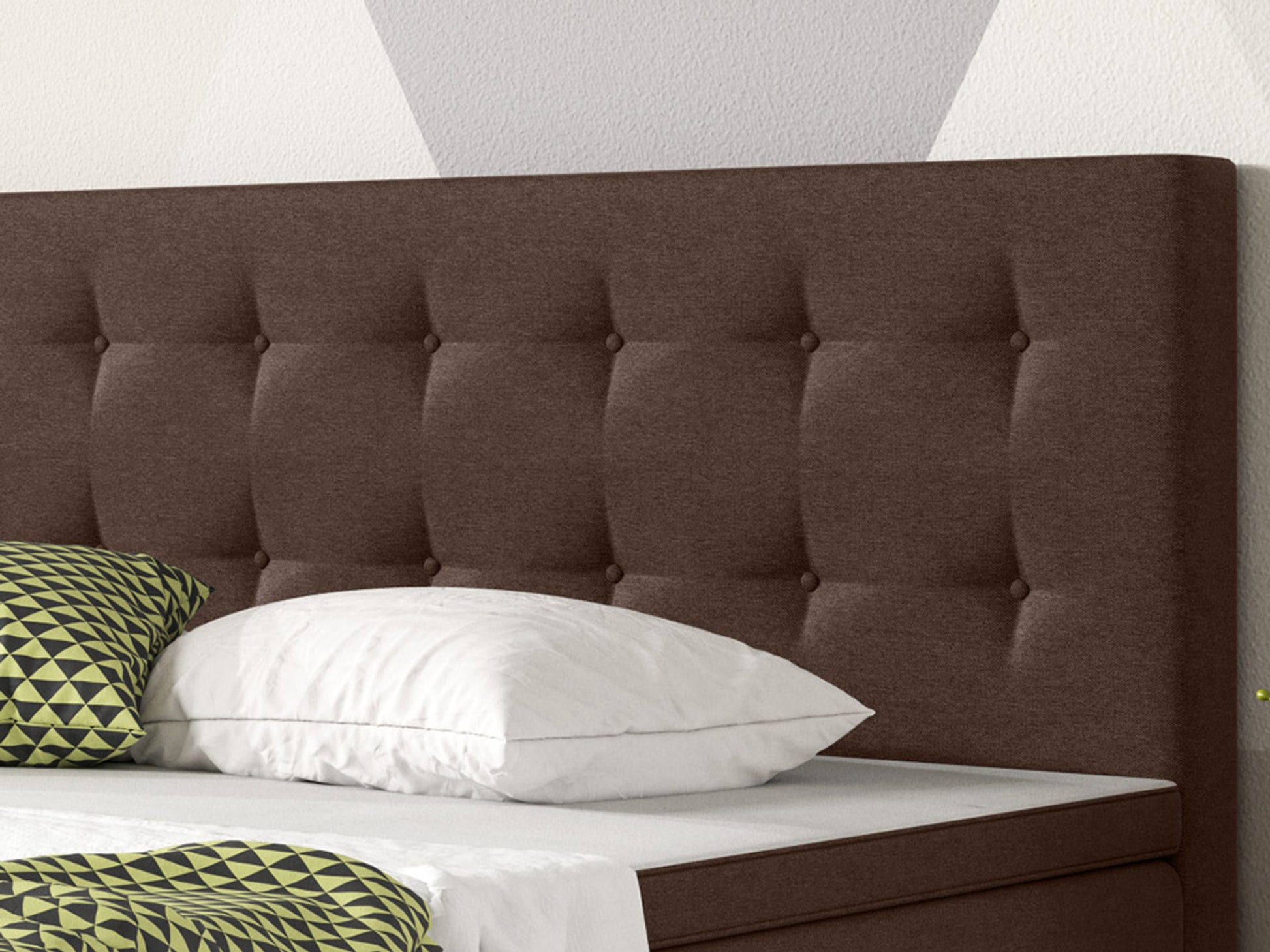 Boxspringbett mit Bettkasten Köln 180x200 Webstoff Braun - Interbed