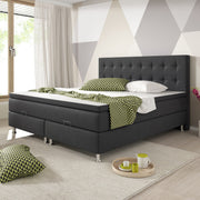 Boxspringbett mit Bettkasten Köln 180x200 Webstoff Anthrazit - Interbed