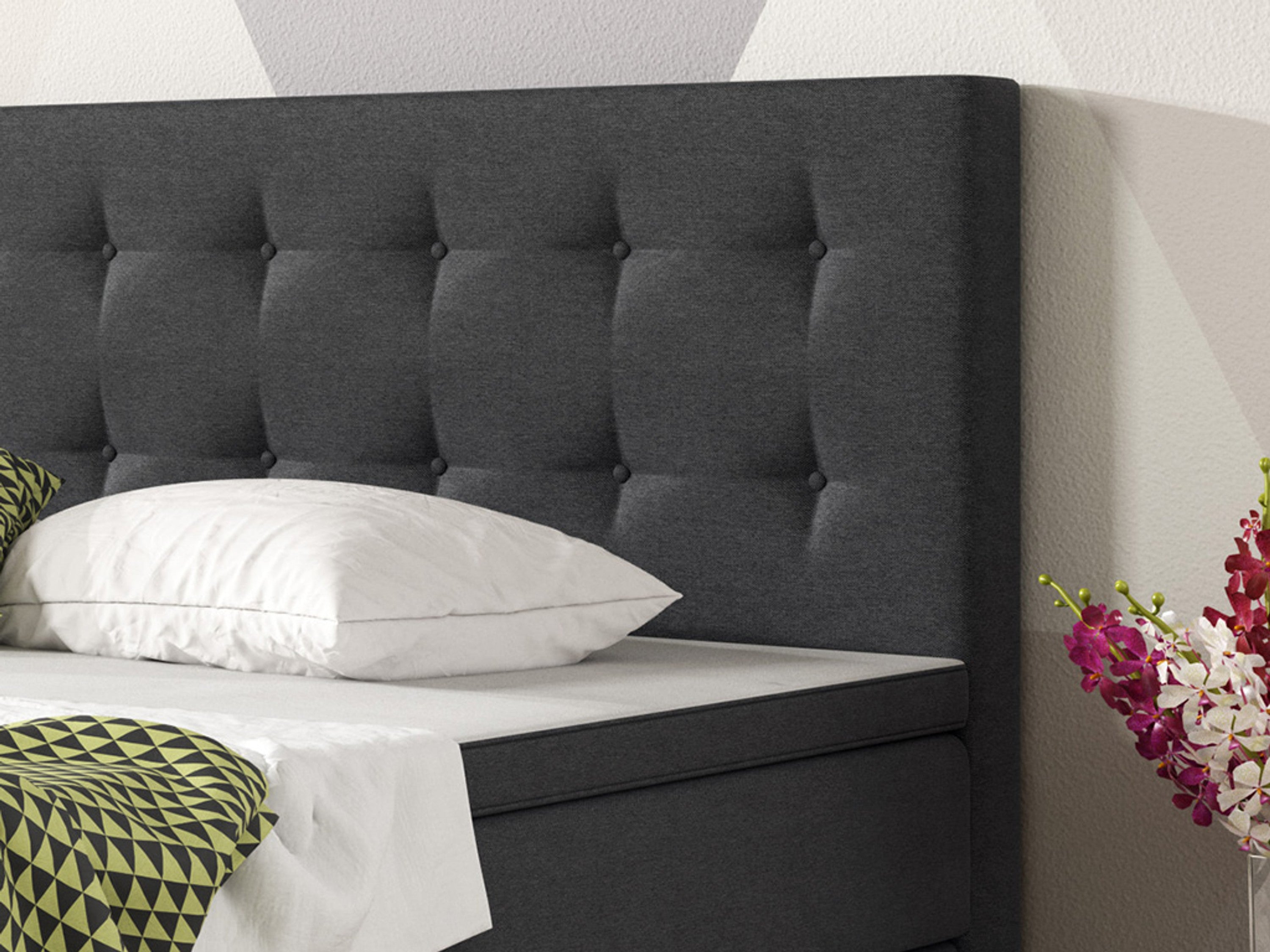 Boxspringbett mit Bettkasten Köln 180x200 Webstoff Anthrazit - Interbed