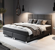 Boxspringbett Rotterdam Plus 180x200 cm Webstoff Anthrazit mit Topper-Optik - Interbed