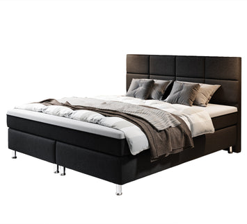 Boxspringbett Rotterdam 180x200 Webstoff Schwarz mit integriertem Topper - Interbed