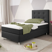 Boxspringbett KN0020 90x200 cm Webstoff Anthrazit mit Topper-Optik - Interbed