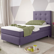 Boxspringbett KN0021 90x200 cm Webstoff Lila mit Topper-Optik - Interbed