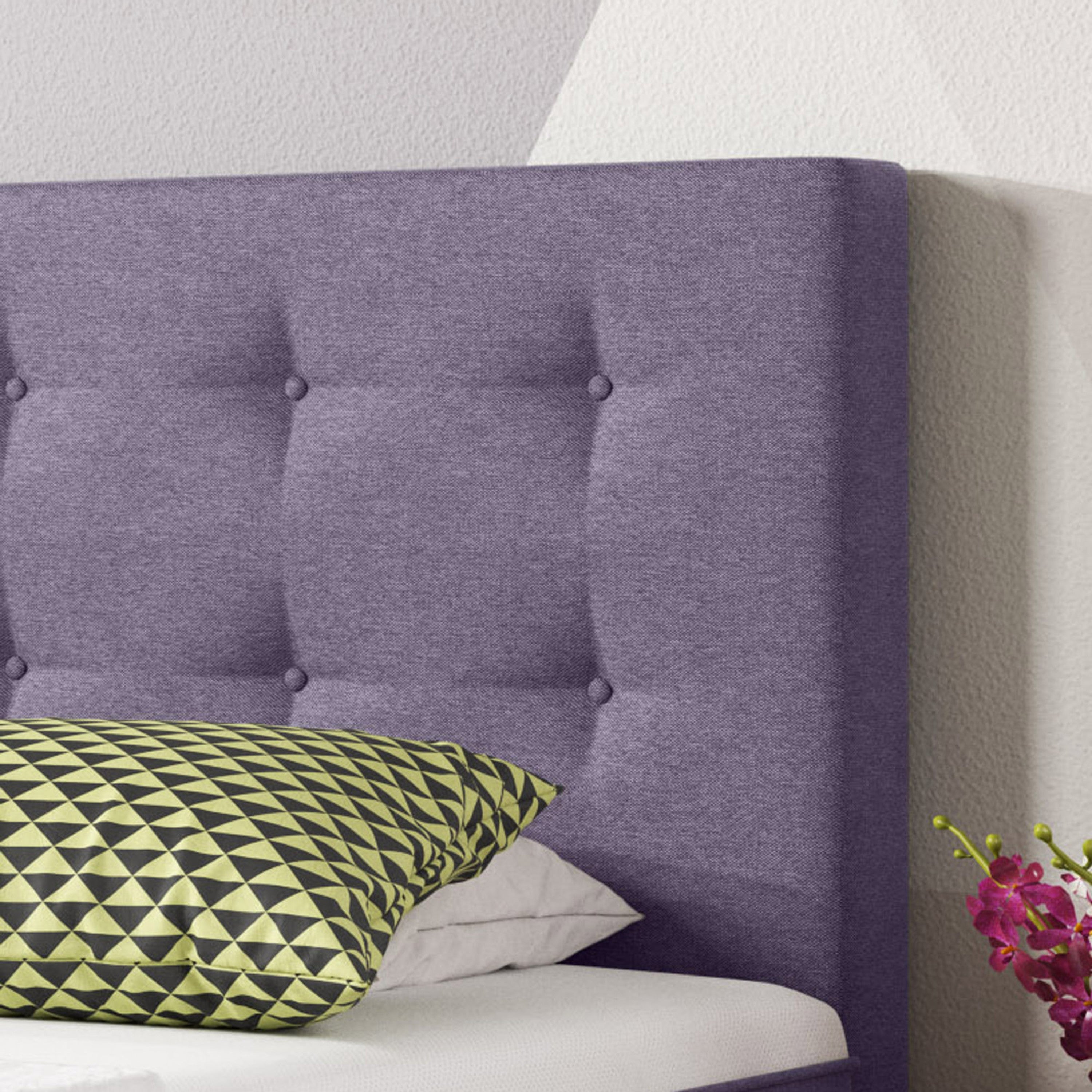 Boxspringbett KN0021 90x200 cm Webstoff Lila mit Topper-Optik - Interbed