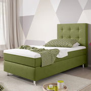Boxspringbett KN0022 90x200 cm Webstoff Grün mit Topper-Optik - Interbed