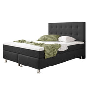 Boxspringbett KN0025 140x200 cm Webstoff Anthrazit mit Topper-Optik - Interbed