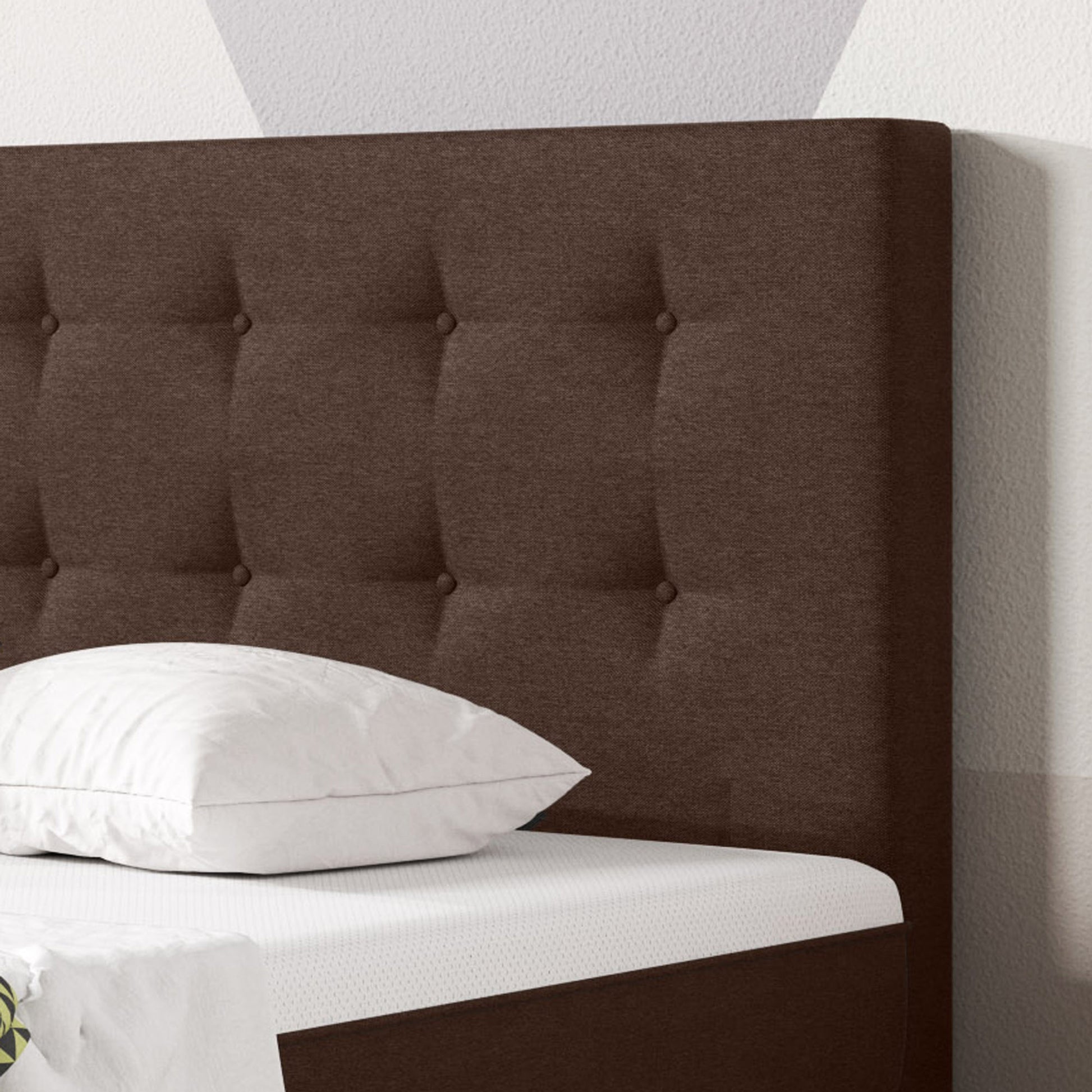 Boxspringbett KN0026 140x200 cm Webstoff Braun mit Topper-Optik - Interbed