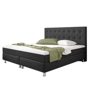 Boxspringbett KN0015 180x200 cm Webstoff Anthrazit mit Topper-Optik - Interbed