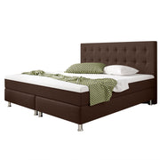 Boxspringbett KN0014 180x200 cm Webstoff Braun mit Topper-Optik - Interbed