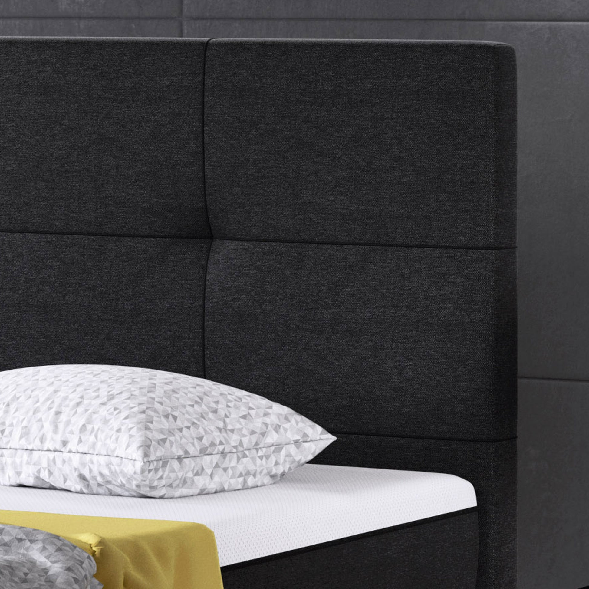 Boxspringbett Dallas 180x200 Webstoff Anthrazit mit intergriertem Topper Typ 6 - Interbed