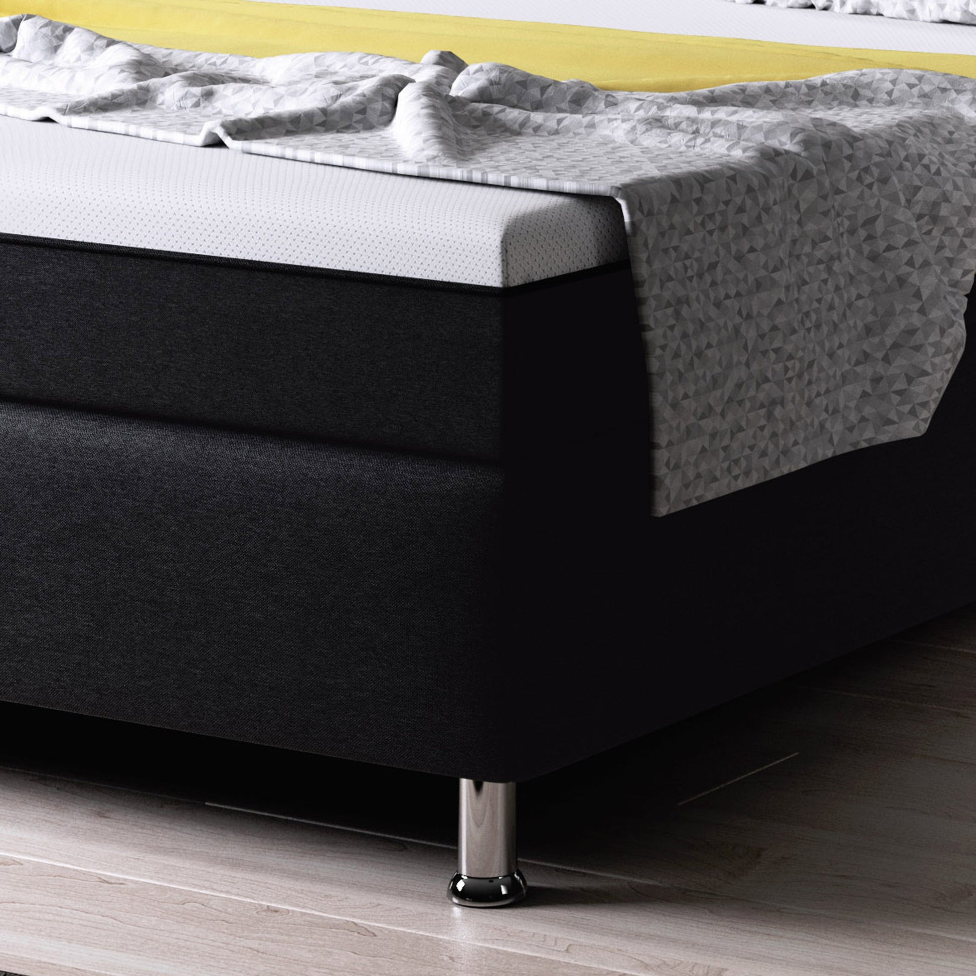 Boxspringbett Dallas 180x200 Webstoff Anthrazit mit intergriertem Topper Typ 6 - Interbed