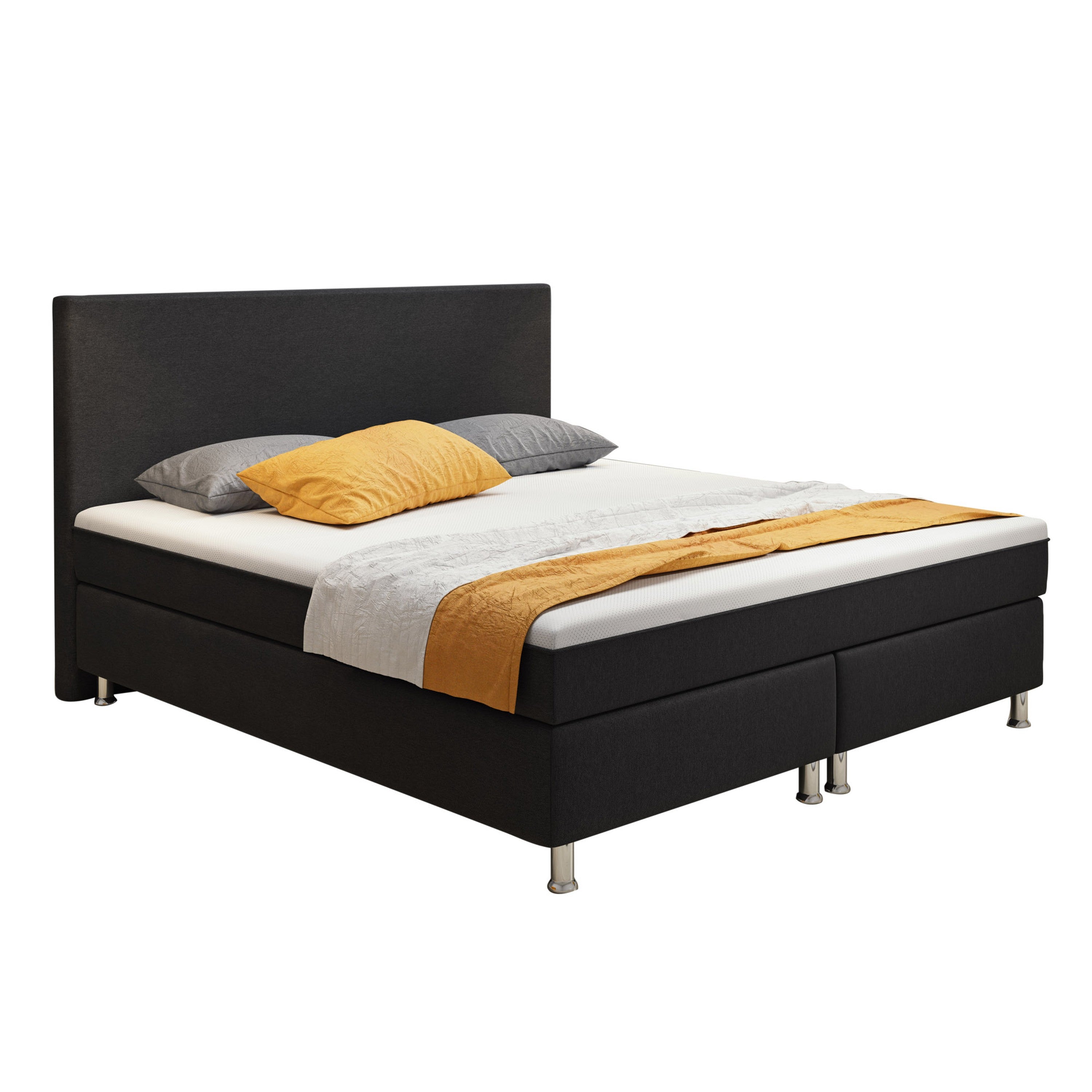 Boxspringbett Berlin 180x200 cm Webstoff Braun Ohne Topper Ohne Matratzen - Interbed