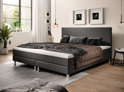 Boxspringbett Sunny Plus 180x200 cm Webstoff Anthrazit mit Topper-Optik - Interbed