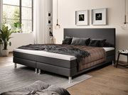 Boxspringbett S1 180x200 cm Webstoff Anthrazit mit Topper-Optik - Interbed