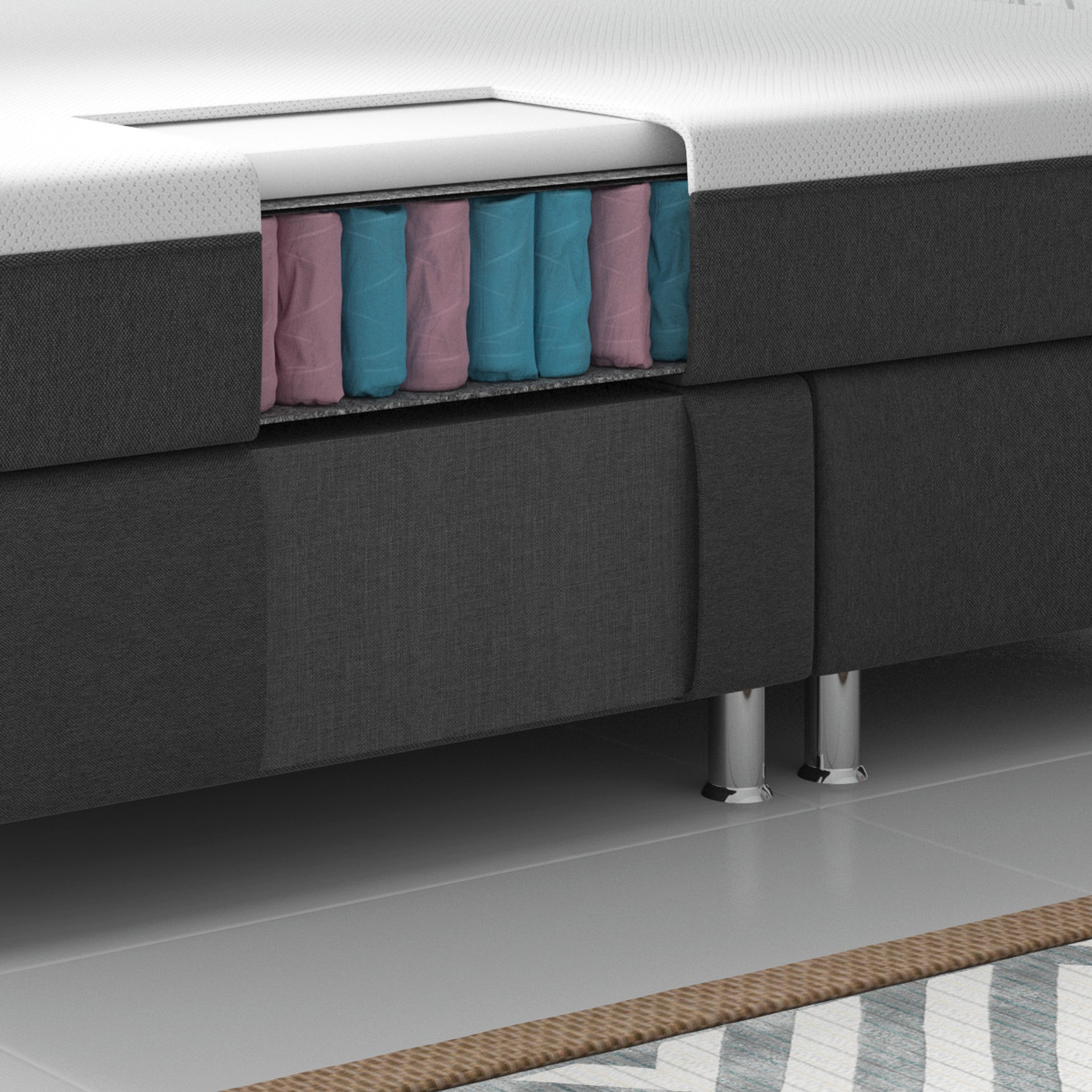 Boxspringbett Sunny Plus 180x200 Webstoff Anthrazit - Interbed