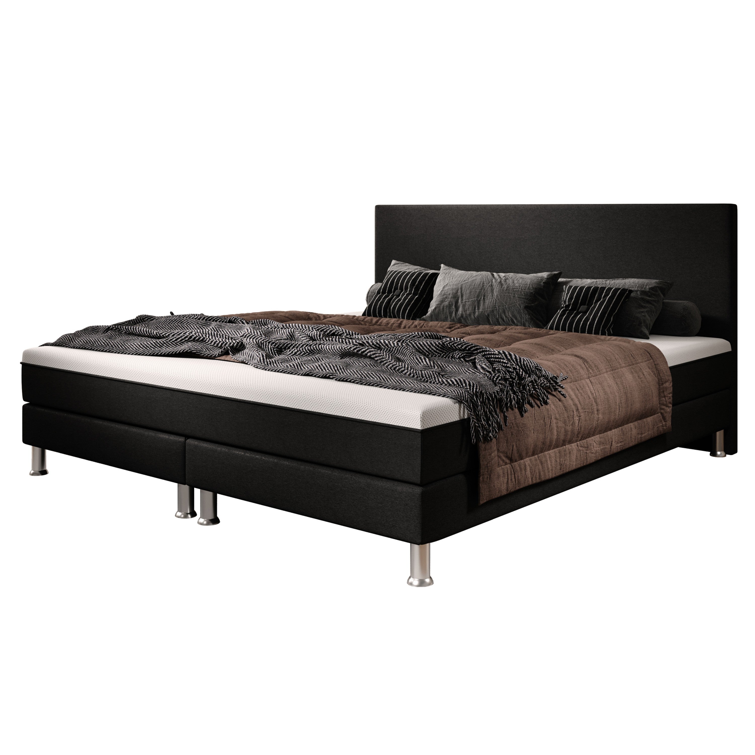 Boxspringbett Sunny Plus 180x200 Webstoff Schwarz - Interbed