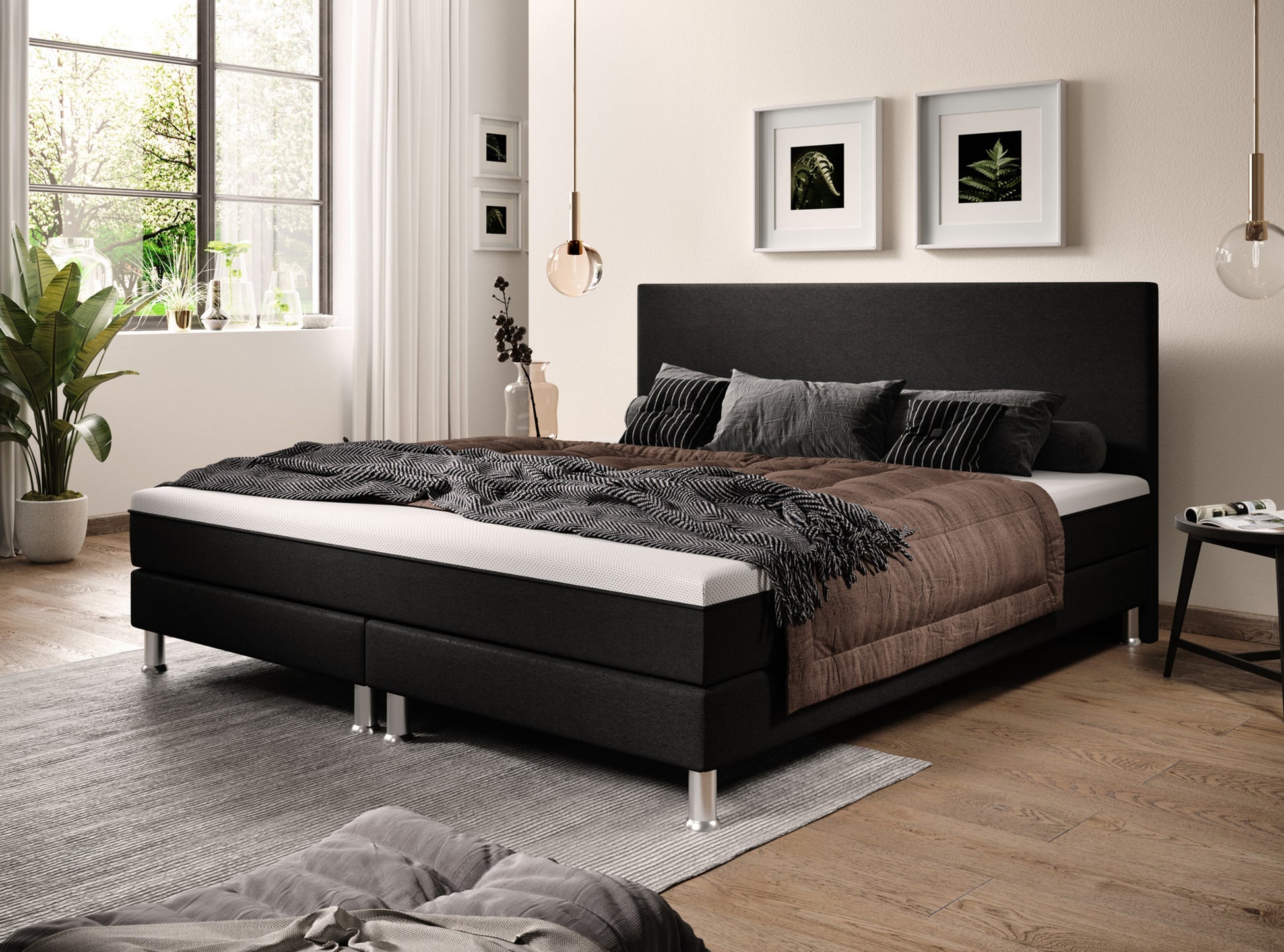 Boxspringbett Sunny Plus 180x200 Webstoff Schwarz - Interbed