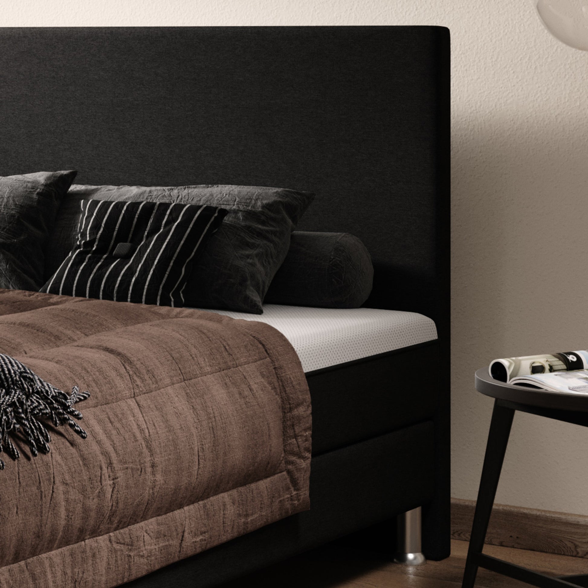 Boxspringbett Sunny Plus 180x200 Webstoff Schwarz - Interbed
